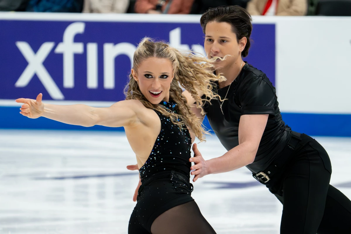 Emilea Zingas and Vadym Kolesnik, pictured at nationals in St. Louis, are among the three ice dance pairs representing Team USA.