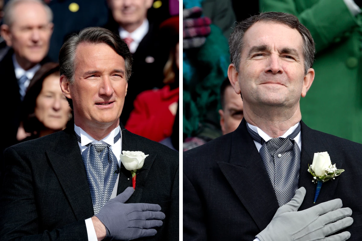 Glenn Youngkin (left) and Ralph Northam wear the traditional morning suit at their inaugurations in 2022 and 2018.