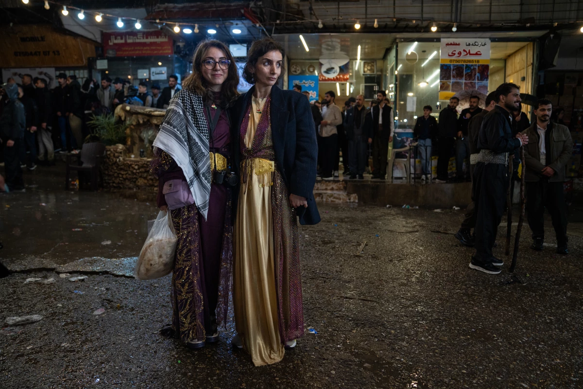 Avjin Yazgan, 21, stands with her mother Pelda Yazgan, 43, are visit Akre to celebrate the holiday.