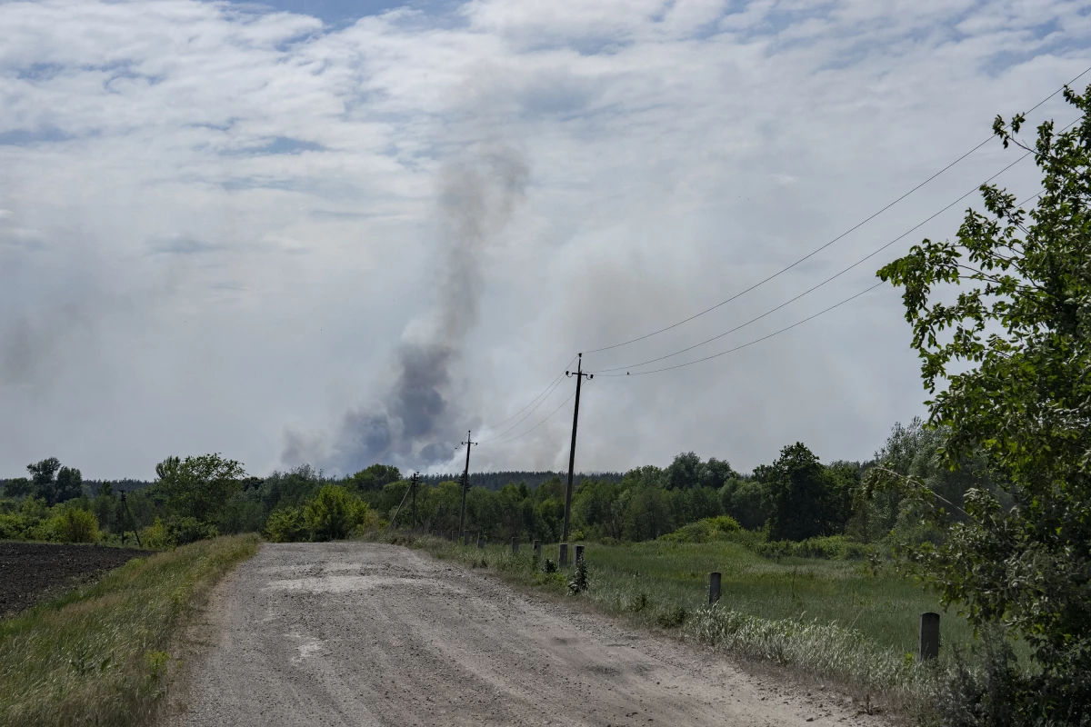 Smoke is seen on the horizon in Kharkiv region, Ukraine, on May 29.