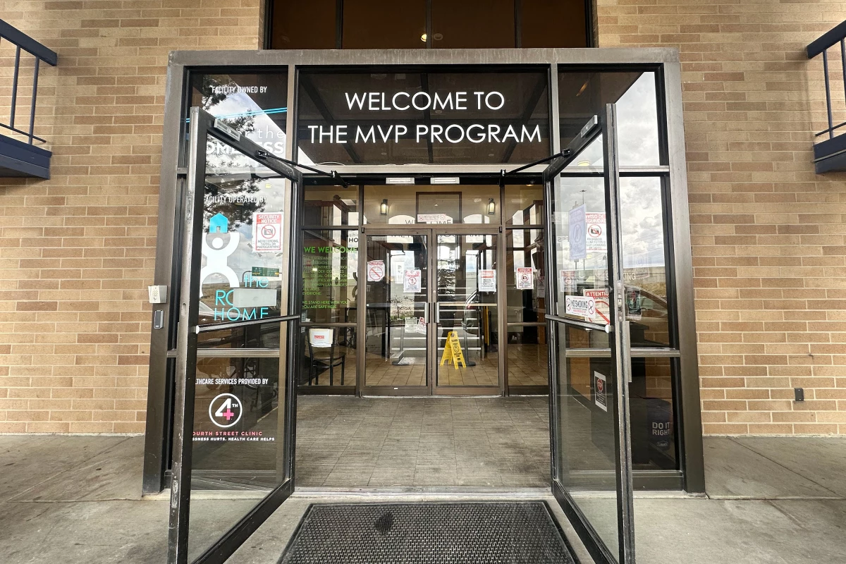 The Medically Vulnerable People (MVP) shelter in Sandy, Utah, is a remodeled two-story brick hotel. It serves people ages 62 and older, as well as people with health conditions that make it hard to live in a typical homeless shelter.