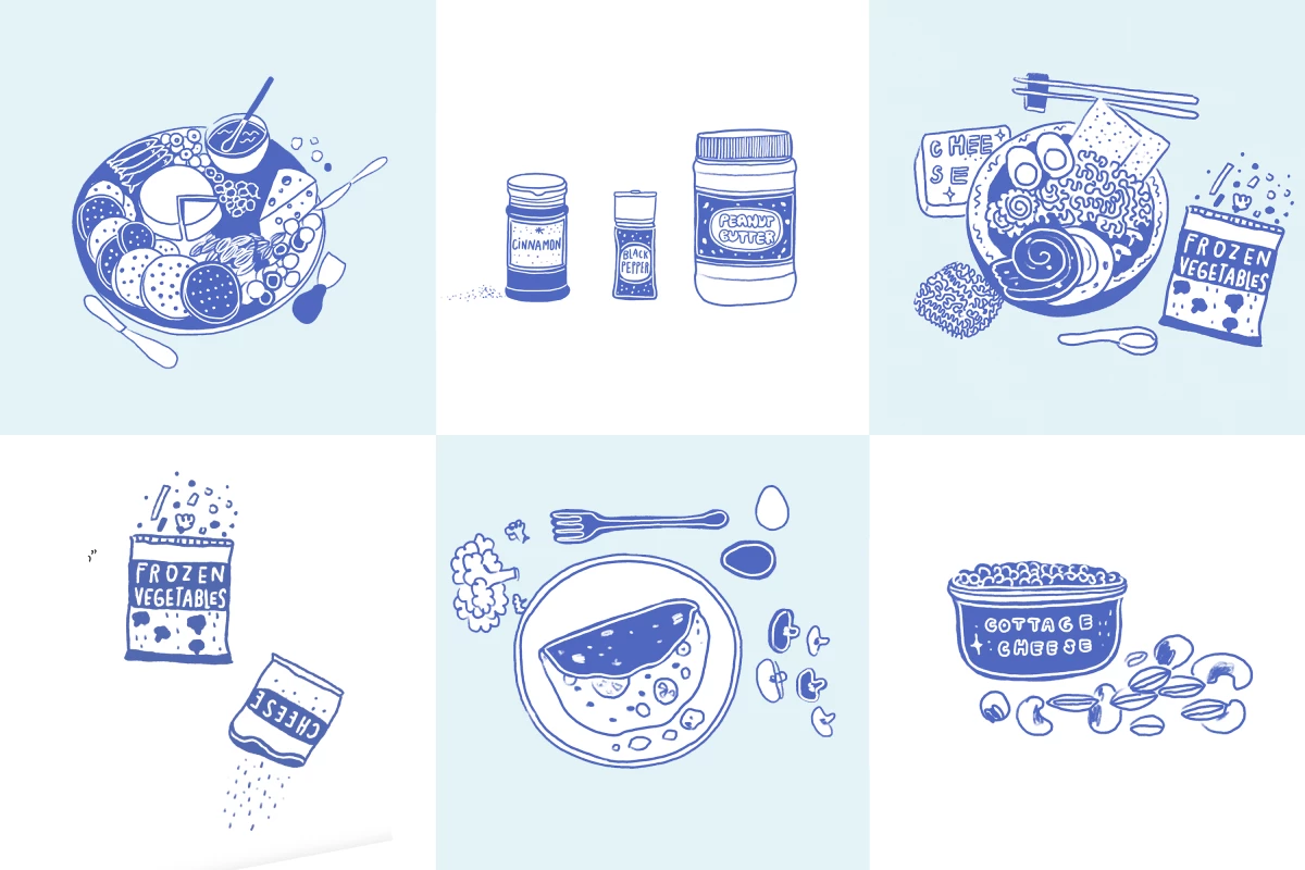 Expand your idea of what it means to cook, says Margaret Eby, author of You Gotta Eat: Real-Life Strategies for Feeding Yourself When Cooking Feels Impossible. That includes assembling a charcuterie board and dressing up foods like cottage cheese or instant ramen with simple, nutritious toppings.