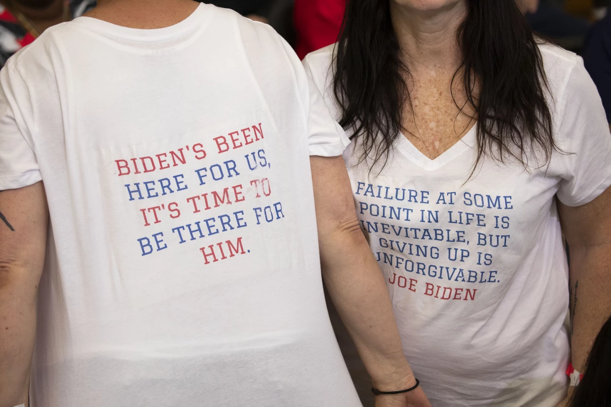 Supporters of President Biden wait for him to arrive at a rally in Detroit on July 12.