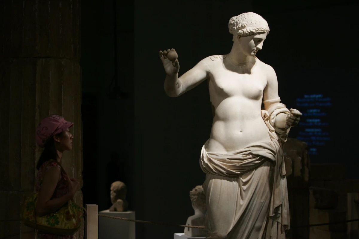 A sculpture of Aphrodite is displayed during an exhibition of ancient Greek art in 2007 in Beijing, China. The collection is from the 5th and 4th centuries B.C. Many ancient statues were scented, a researcher says.