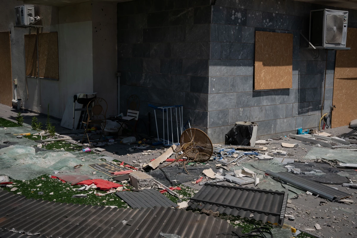 Rocket damage from Hezbollah seen in the Israeli town of Kiryat Shmona on the Lebanese border on June 10.