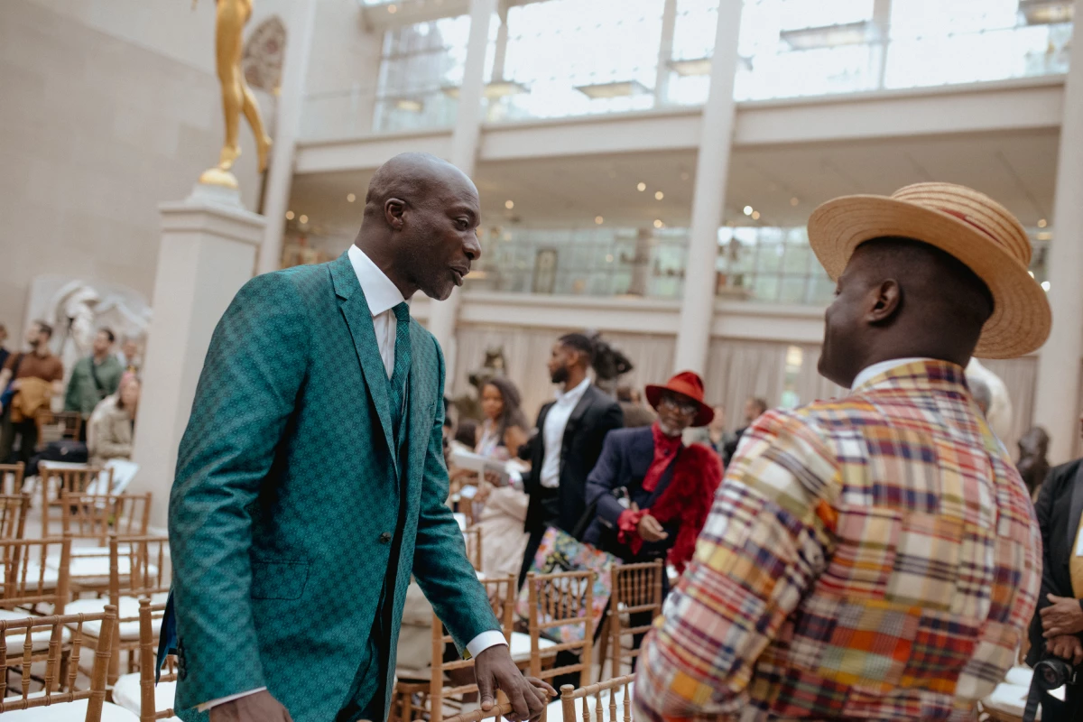 Attendees at a press preview for the Met's 'Superfine: Tailoring Black Style' exhibition on May 5.