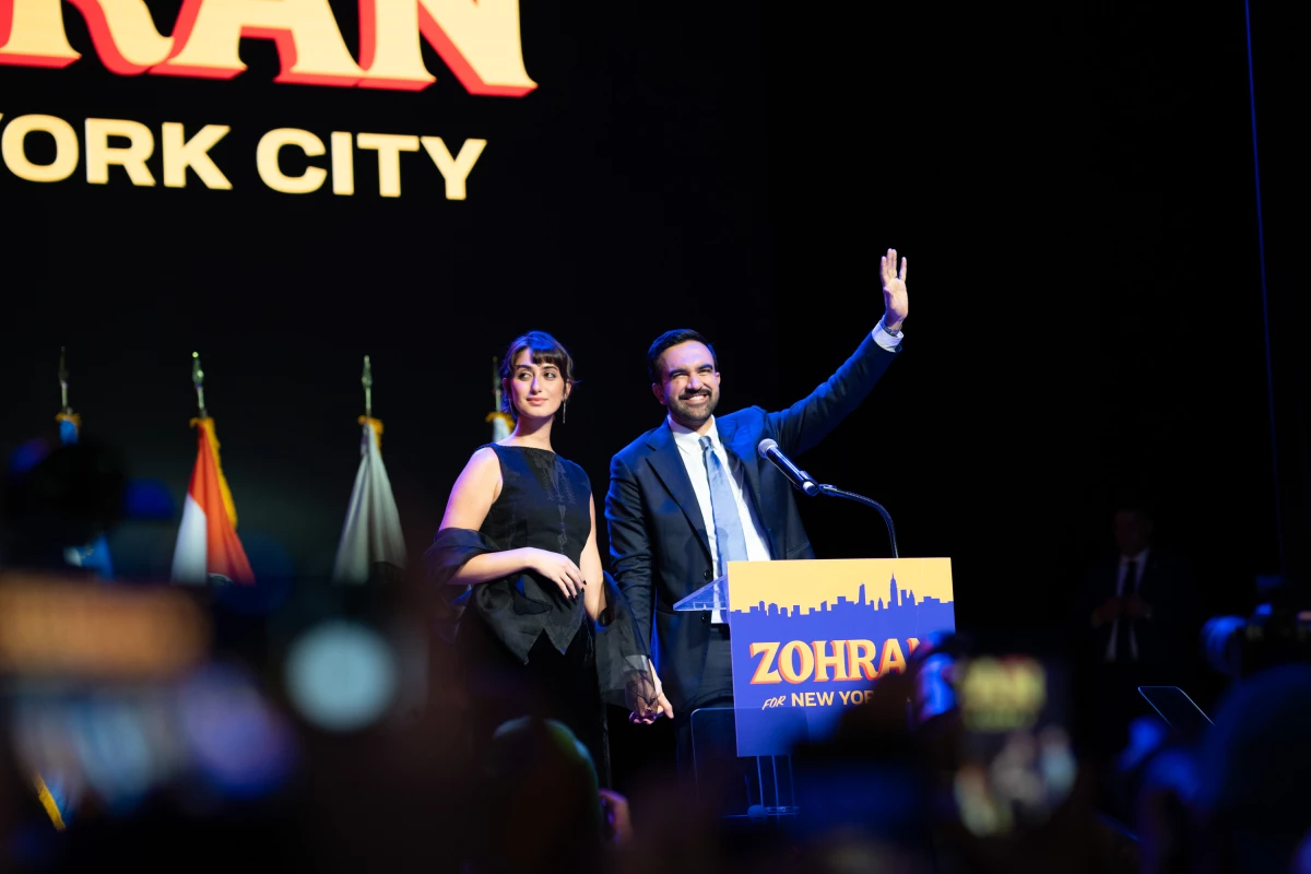 People gather for New York City mayor-elect Zohran Mamdani's victory party at the Brooklyn Paramount in New York City on Nov. 4.