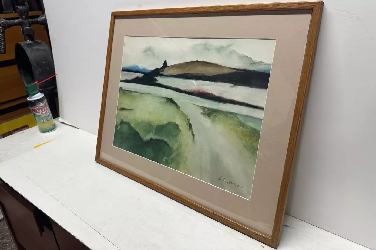 A suspected forgery of an Andrew Wyeth painting is seen at RoGallery in New York, Tuesday, April 28, 2026.
