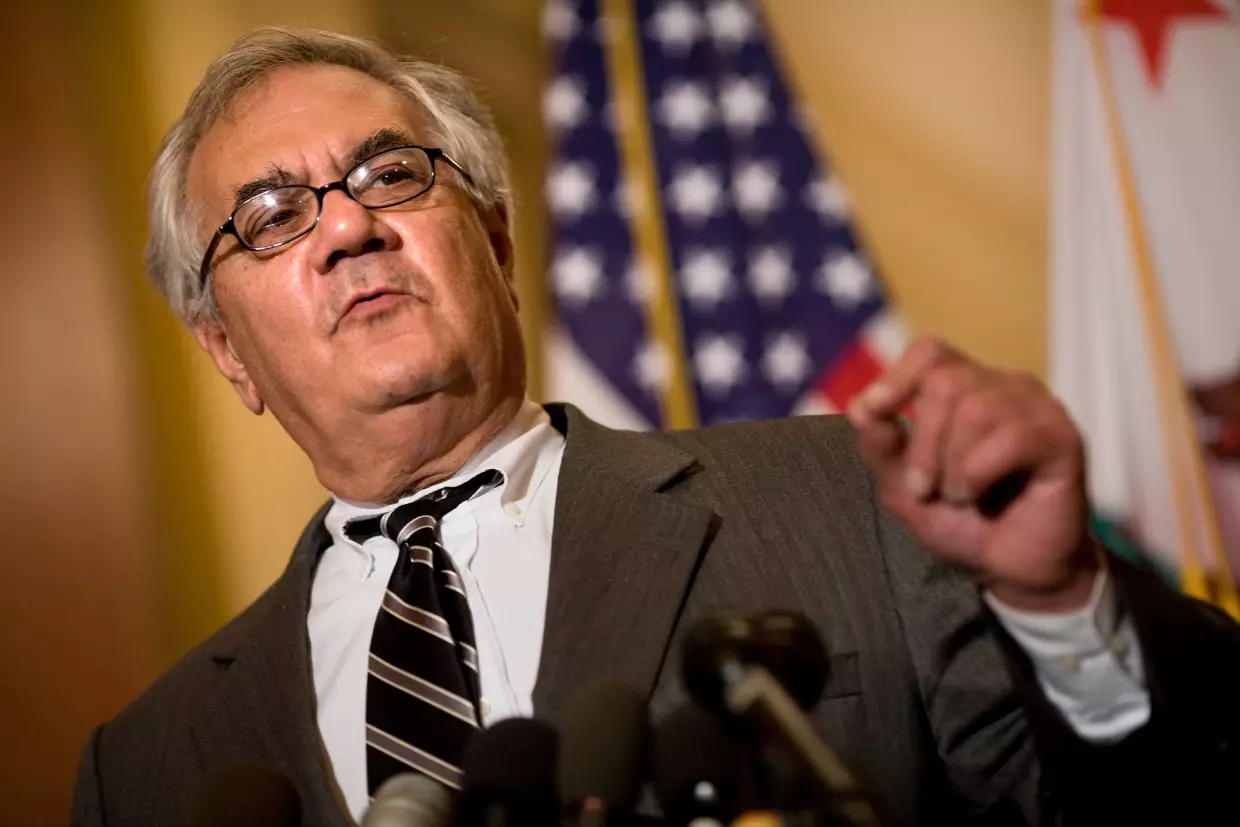 Former Rep. Barney Frank (D-MA) speaking during a news conference on Capitol Hill September 26, 2008 in Washington, DC.