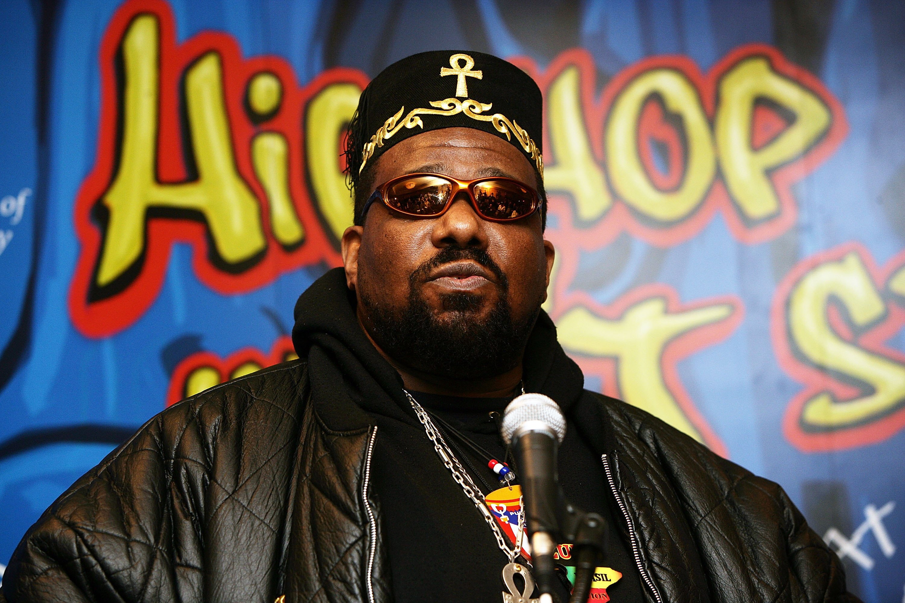 Hip-hop DJ pioneer Afrika Bambaataa, seen here in New York in 2006.