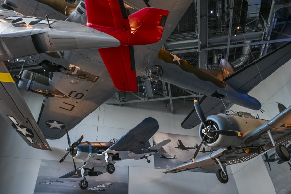 Real planes on the ceiling During the Rosie the Riveter Congressional Gold Medal Commemoration at the World War II Museum in New Orleans, La., on Friday, March 21, 2025.