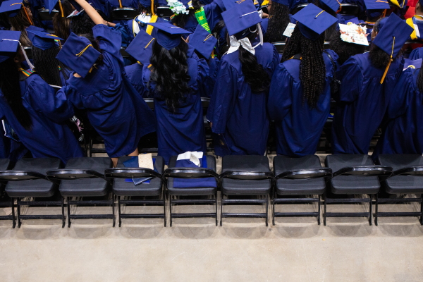 Howard University graduates arrive for the 2023 Commencement Ceremony in May, 2023.