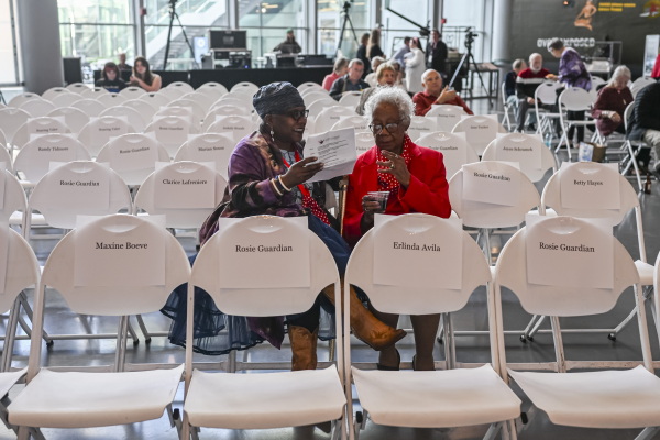 Susan King, right, a Rosie, seated before the Rosie the Riveter Congressional Gold Medal Commemoration at the World War II Museum in New Orleans, La., on Friday, March 21, 2025.