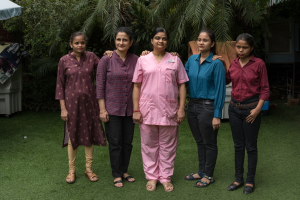 From left : Neetu Garg, Neha Suri, Meenakshi Gupta, Neha Singh and Nisha Wishkam. The group of five women work as Medical Tactile Examiner (MTE) at the National Association of the Blind India Centre for Blind Women and Disability Studies (NABCBW), Delhi.
