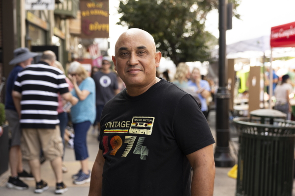 Latino activist Angel Figueroa poses for a portrait in West Reading, Pa., on Sept. 21.