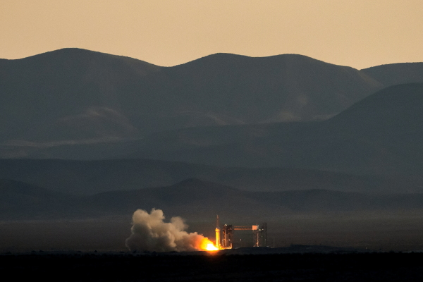 Blue Origin's New Shepard rocket launches in West Texas.