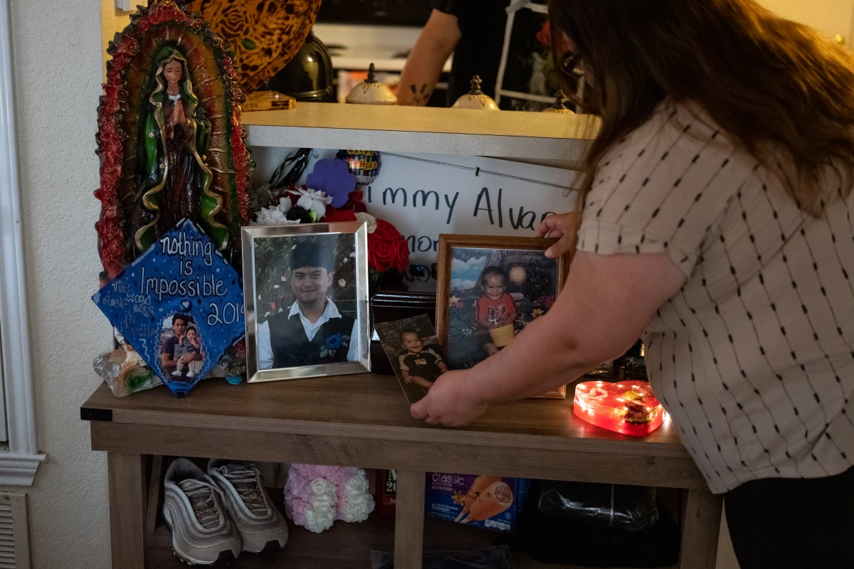 Maria Bocanegra has a shrine in her home to her son Jimmy Lee Alvarado.