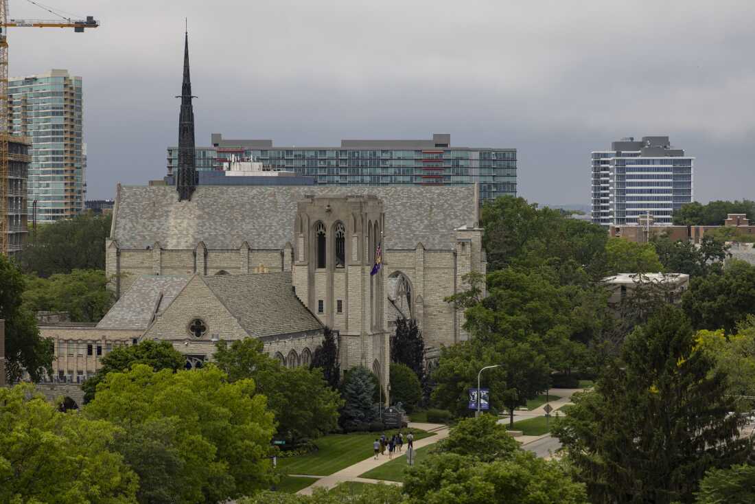 Northwestern University and downtown Evanston, Illinois.