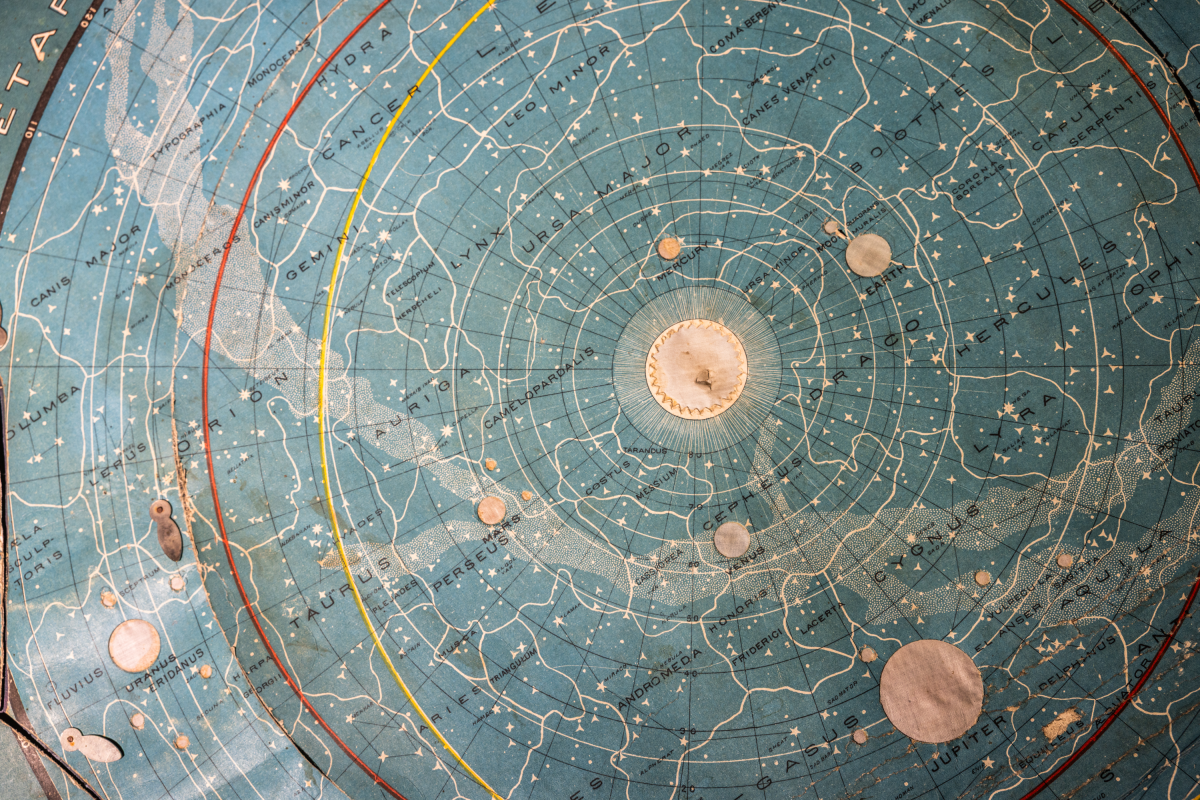 Yaggy's Geographical Study was published in Chicago in 1887 and used teaching aids for 19th century classrooms with interactive layers. The library has many celestial charts and globes in the collection.