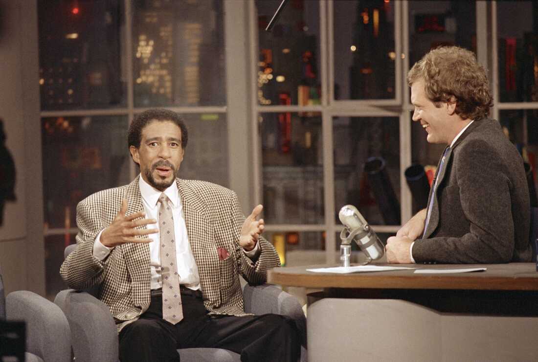 Comedian Richard Pryor as a guest on Late Night With David Letterman in January 1987. Pryor was starring in the film Critical Condition.