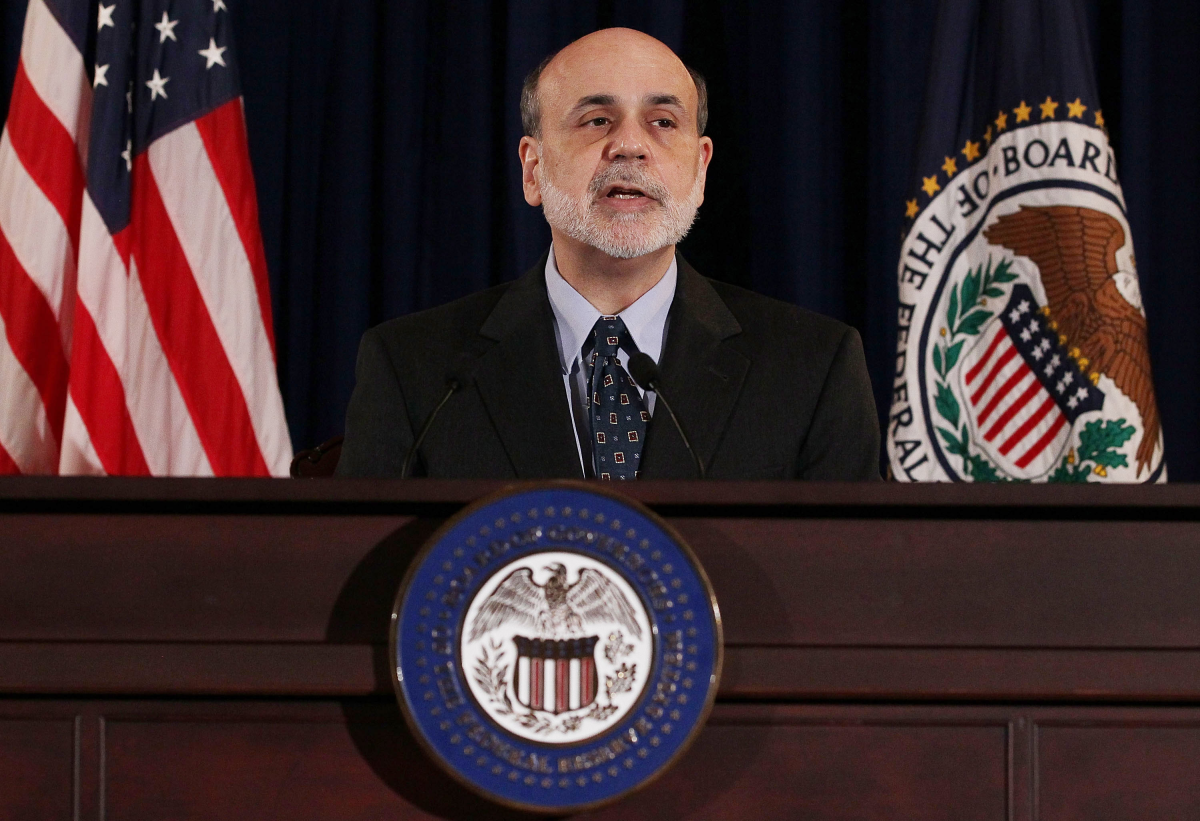 Federal Reserve Chairman Ben Bernanke participates in a press briefing at the Federal Reserve building, on June 22, 2011, in Washington, D.C.