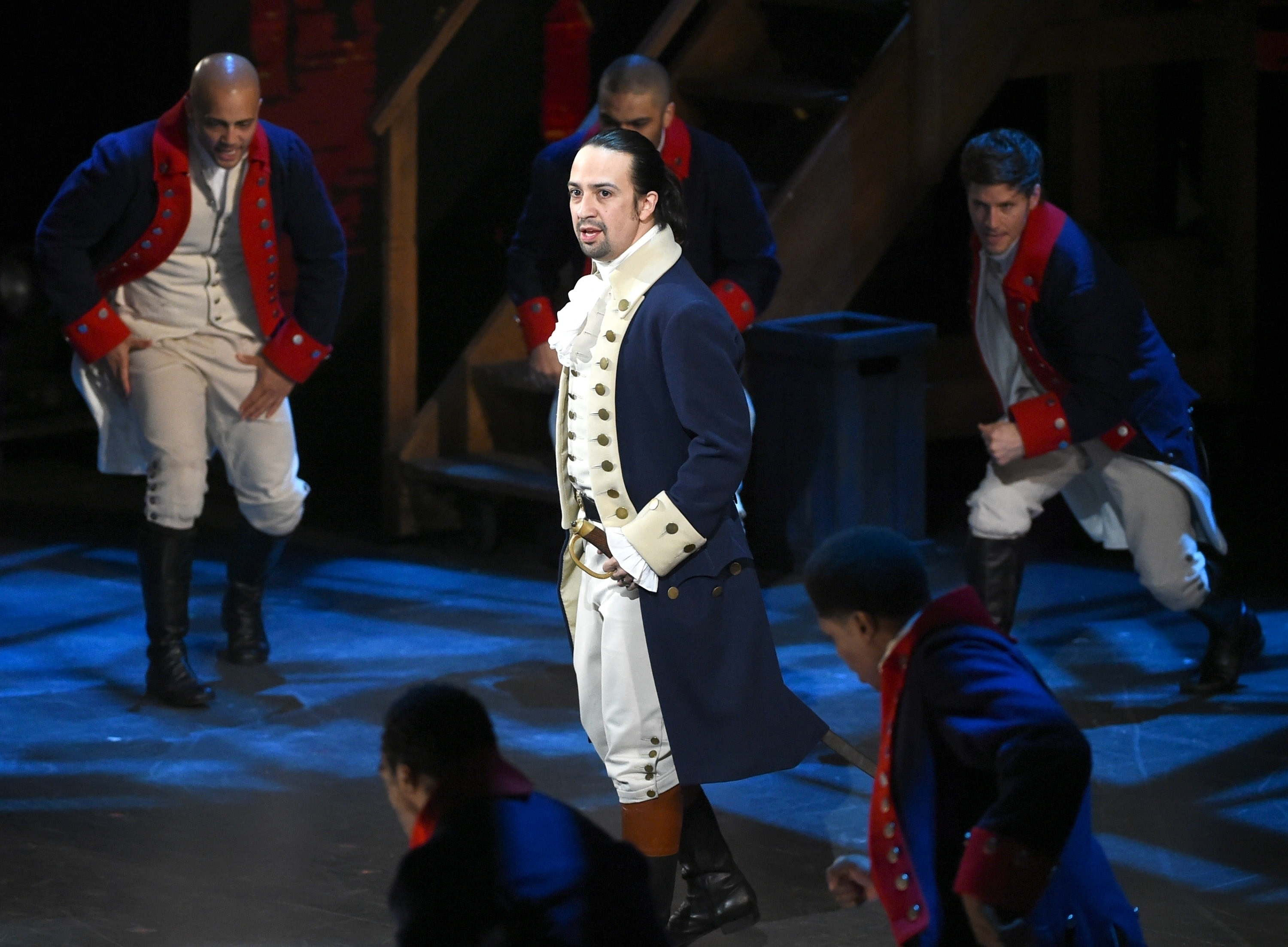Lin-Manuel Miranda and the cast of <em>Hamilton</em> perform at the Tony Awards in 2016. The show has garnered near-universal acclaim since its 2015 opening. (AP)