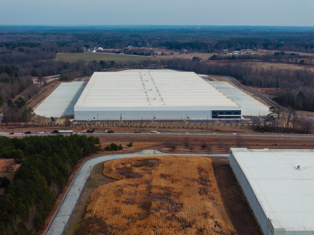 An industrial warehouse recently purchased by Immigration and Customs Enforcement (ICE) for use as a detention center is seen on February 10, 2026 in Social Circle, Georgia. Local officials have expressed frustration over the planned ICE detention facility.