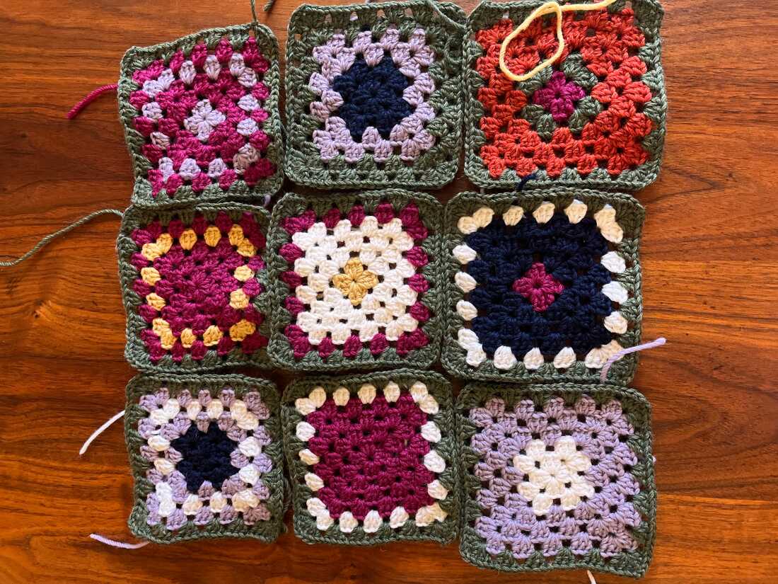 granny squares in an array of colors