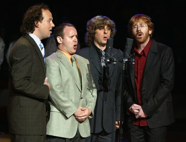 Phish performs the National Anthem before the start of Game 4 of the 2003 NBA Finals between the New Jersey Nets and San Antonio Spurs.