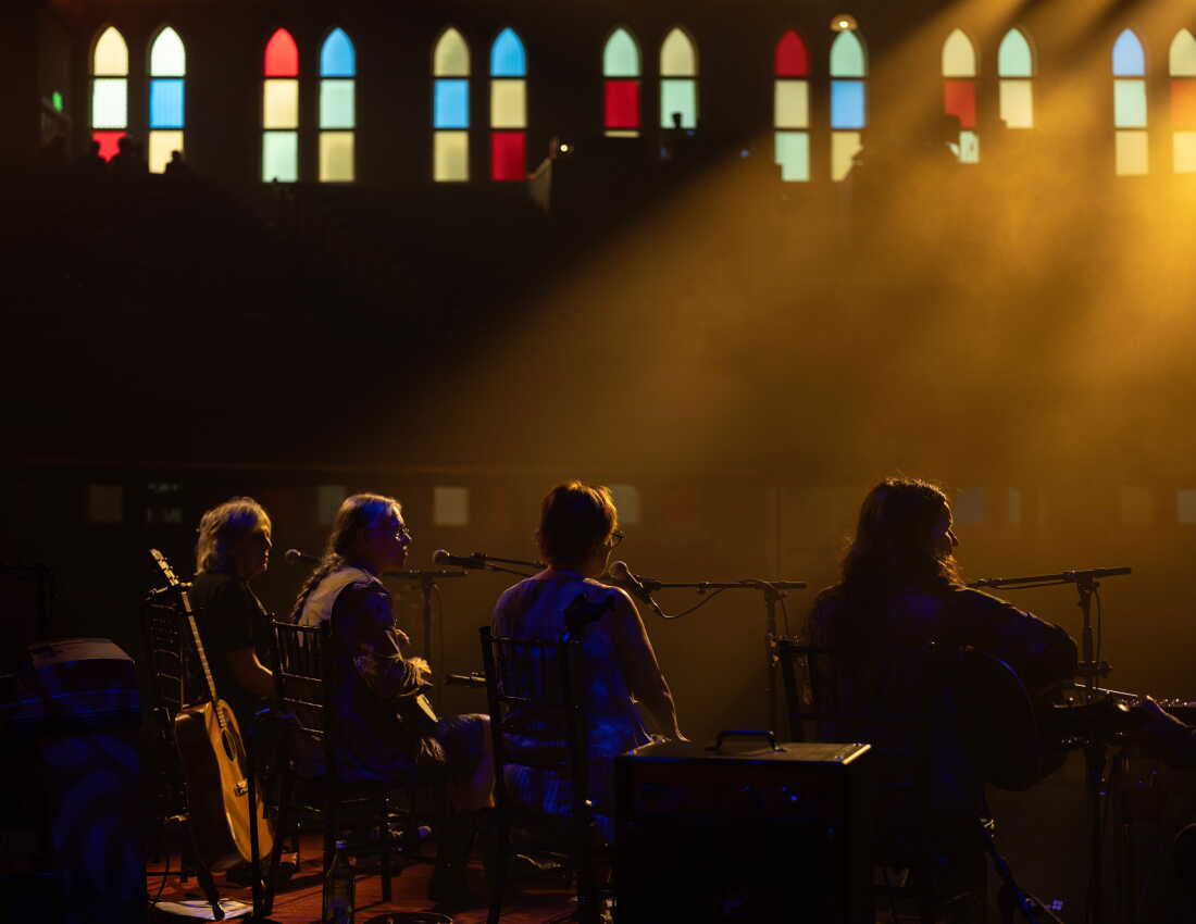 Big Thief's Adrianne Lenker, at right, performs alongside country luminaries (from left) Lucinda Williams, Gillian Welch and Iris DeMent.