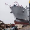 The USNS Harvey Milk departs the General Dynamics NASSCO shipyard after a christening ceremony in San Diego, on Nov. 6, 2021.
