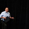 Troy Jackson takes the stage at Maine Democrats' nominating convention in Bangor on July 25.