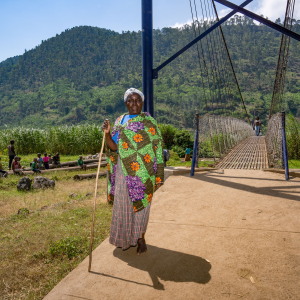 Naomi Nibishaka crosses the bridge.