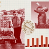 This collage shows a photo of the CDC logo, a woman on a stretcher with an EMT, a shirtless man drinking water and a thermometer reading about 120 degrees, along with charts representing heat deaths.