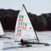 Ice boat racer and sailor, Ray Gauthier, sails across the ice in Claiborne, Md. The wooden boats are narrow and suspended on sharp, metal blades creating a near-frictionless ride.