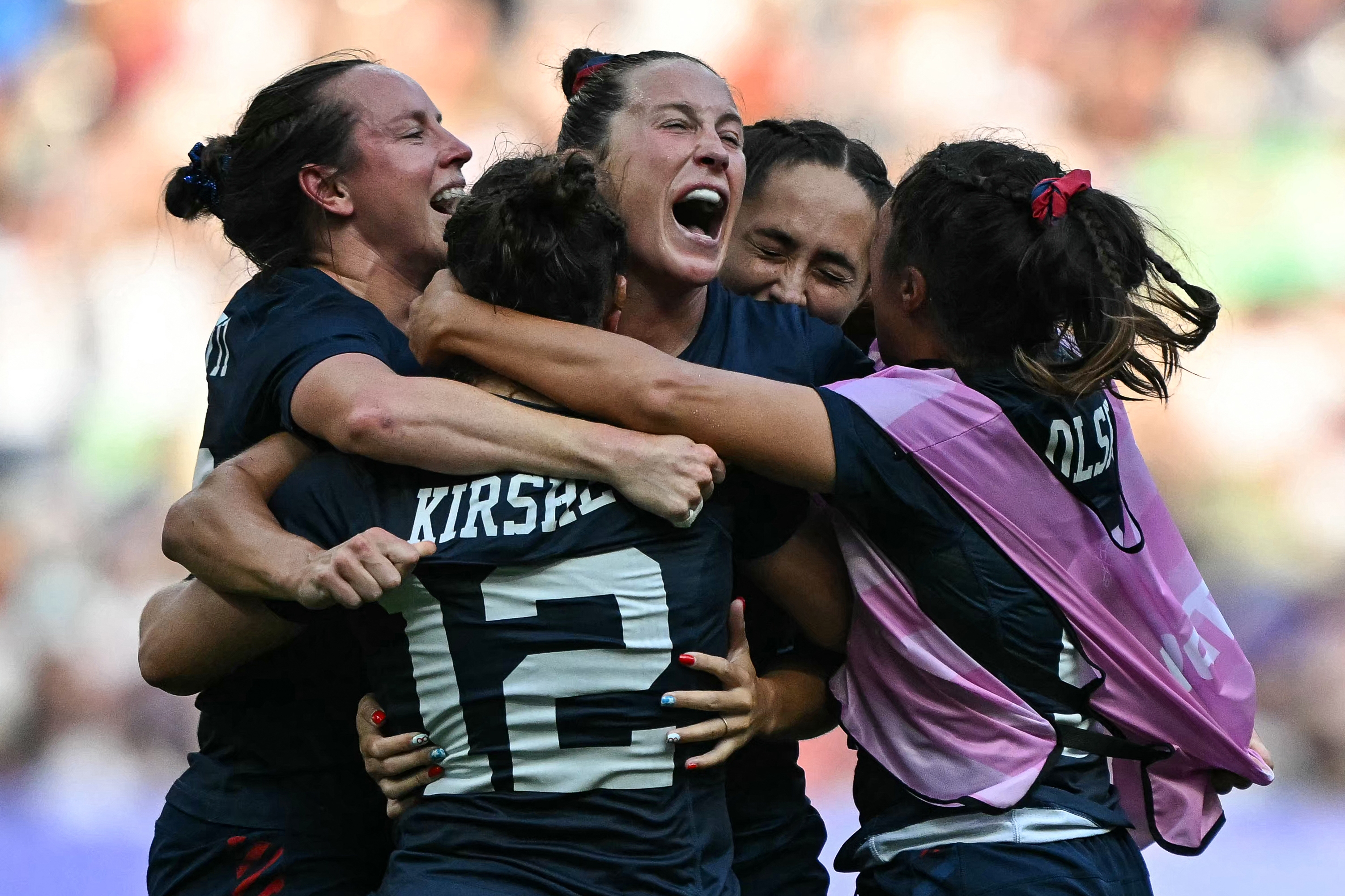 U.S. players react after the women