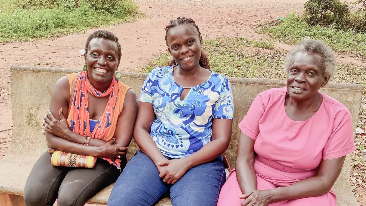 Bertha Ngumbi (right) with daughters Esther (left) and Faith.