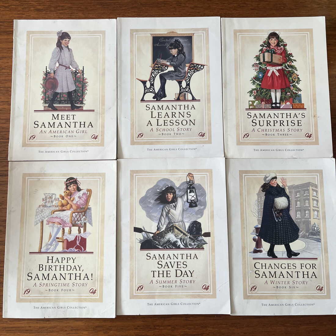 Six Samantha books are arranged in two rows of three each.