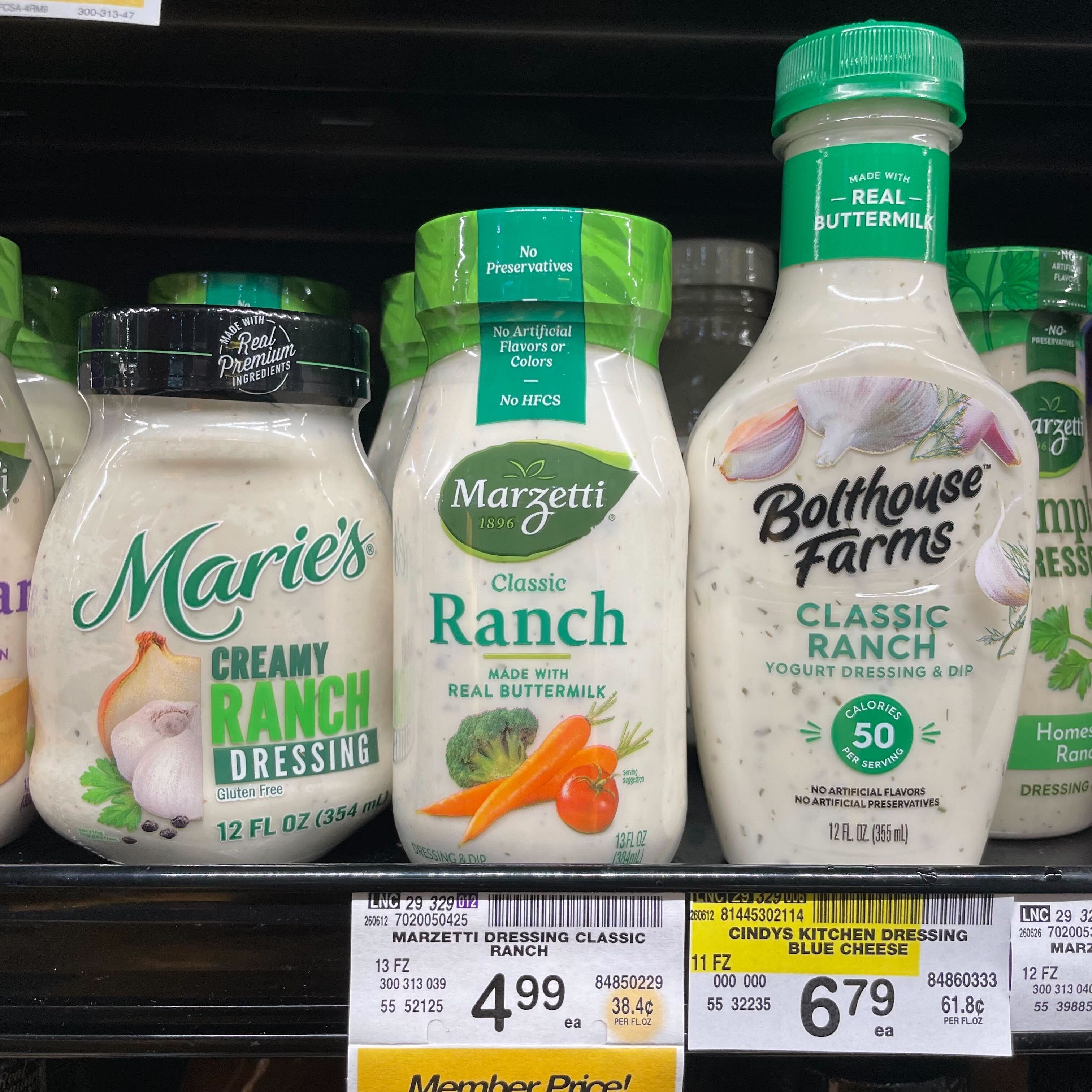 Ranch dressing in a grocery store in the U.S.