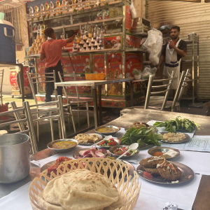 Nasser Al Fayoumi food cart and restaurant in downtown Cairo. Thousands of affordable ful and taamiya dishes and sandwiches are served daily here.
