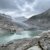 The Rhône Glacier in Switzerland is the source of the Rhône River, which flows through Switzerland and France. Swiss glaciers like this one are melting quickly, reduced by nearly two-thirds of their ice over the past century.