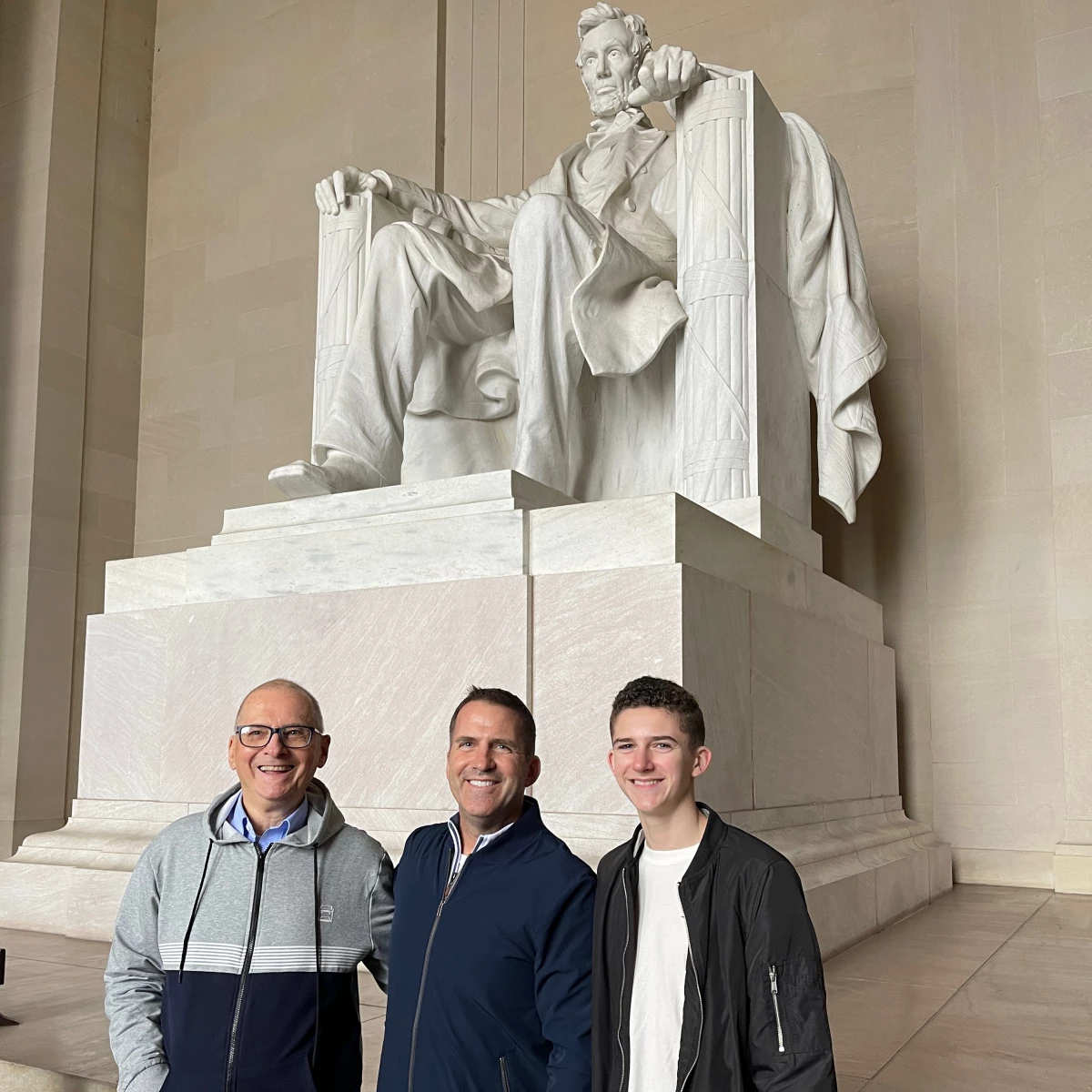 (From left) Donald Kabara, his son Tim, and his grandson Harrison on a 2023 trip to D.C.