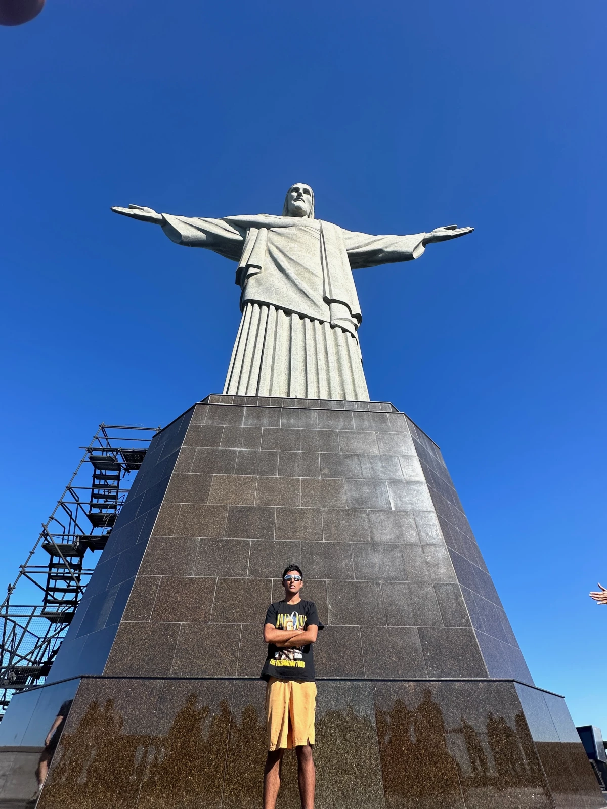 Arjun Malaviya visited several of the most popular sights during his stop in Rio de Janeiro, Brazil, including Christ the Redeemer.