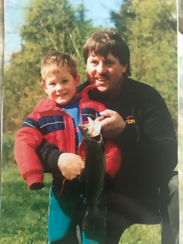 A family photo of Brett, 5, with his father Bruce Eagleson.