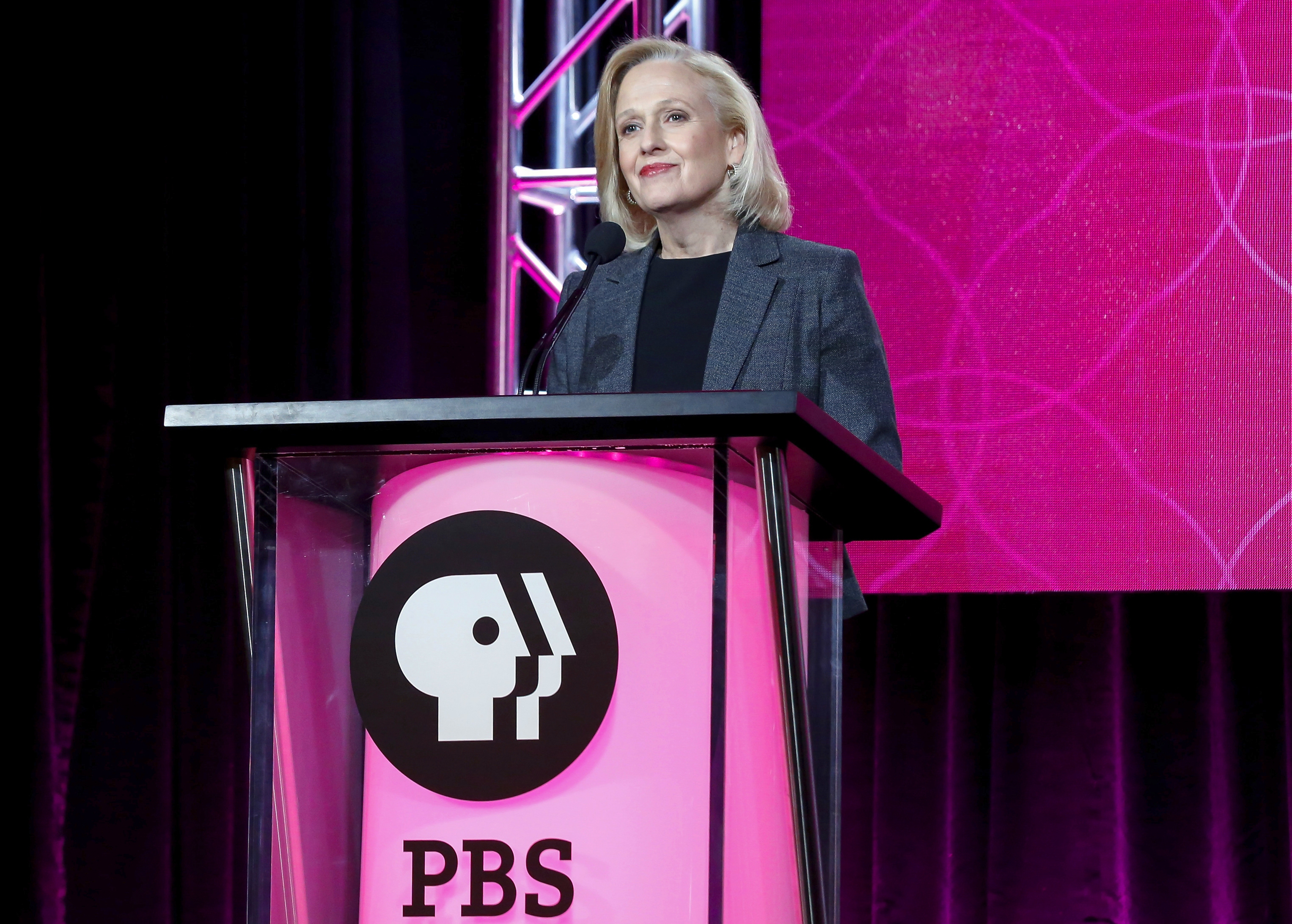 PBS President and CEO Paula Kerger speaks at the PBS