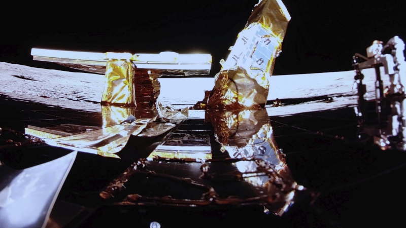 Private lunar lander Blue Ghost is seen after touching down on the moon on March 2.