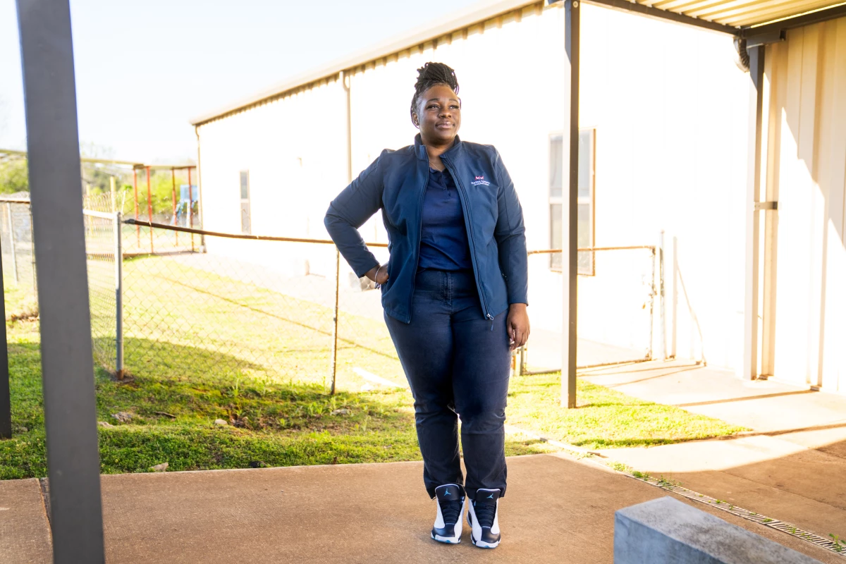 Mathis says Mazda Toyota Manufacturing's $250-a-month child care stipend makes a big difference. These days, she says she feel less stressed, and her toddler is thriving.