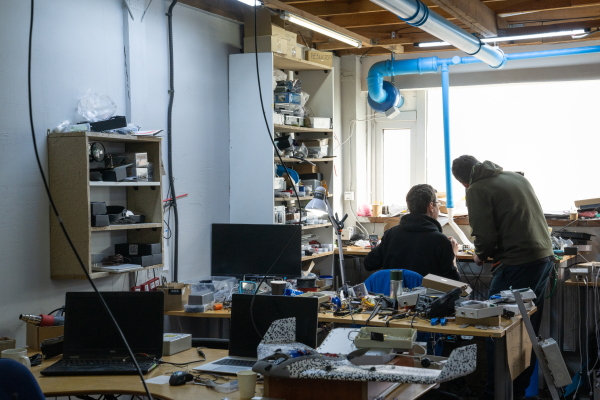 Employees work on drones at the company Skyassist in Ukraine.