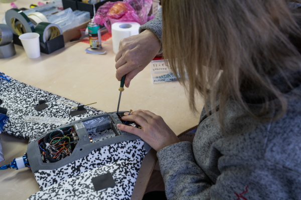 A drone is built at Skyassist, a company that started making drones in Ukraine during the war.