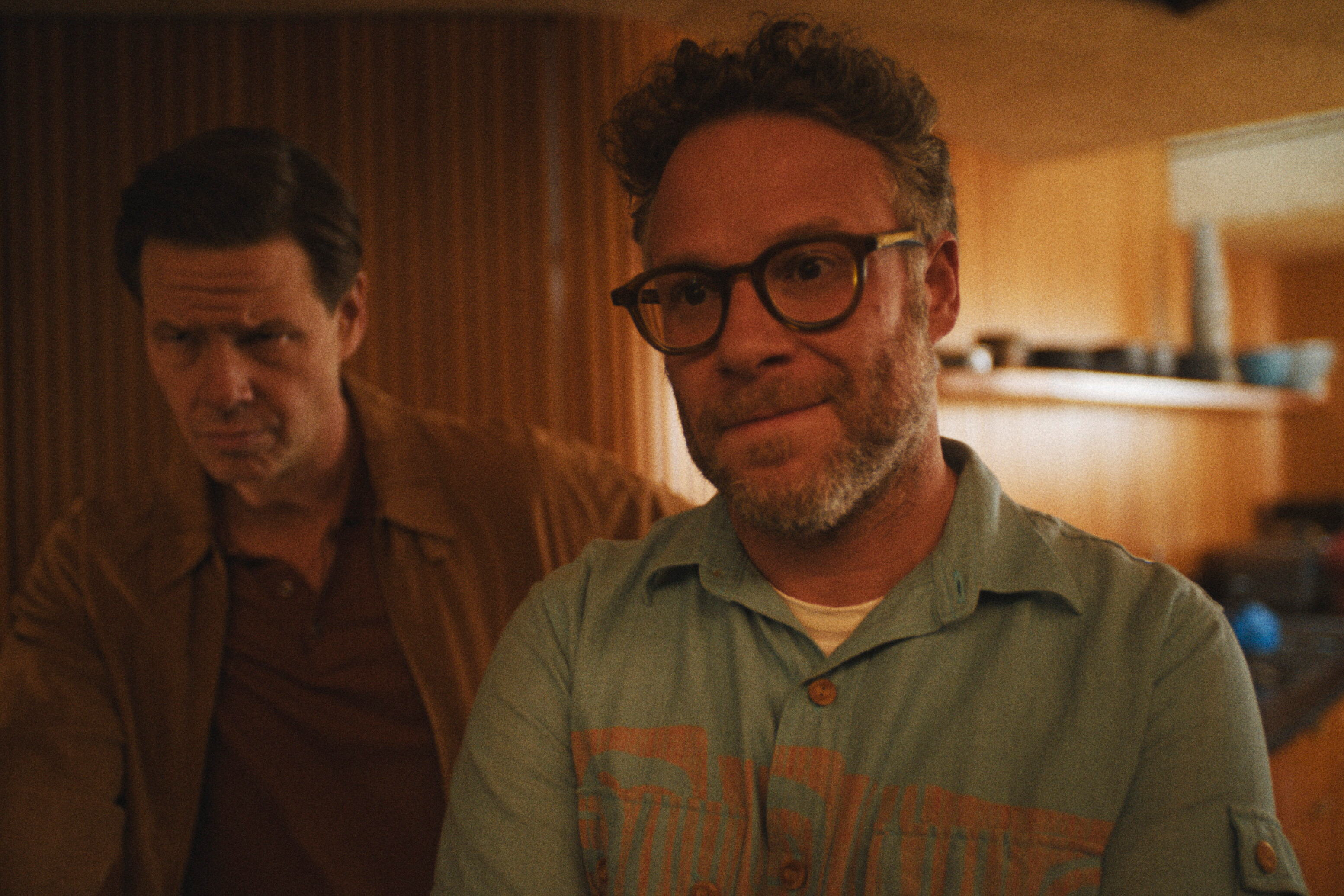 Ike Barinholtz and Seth Rogen in<em> The Studio.</em>